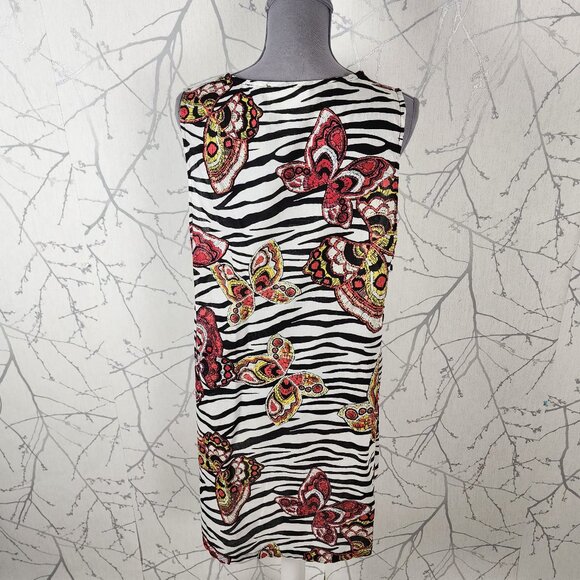 Compli K Artsy Zebra Stripe Floral Print Cotton Handkerchief Hem Tunic Tank - Picture 3 of 5